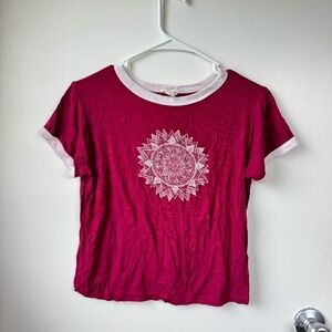 Maroon top, LA Hearts size small